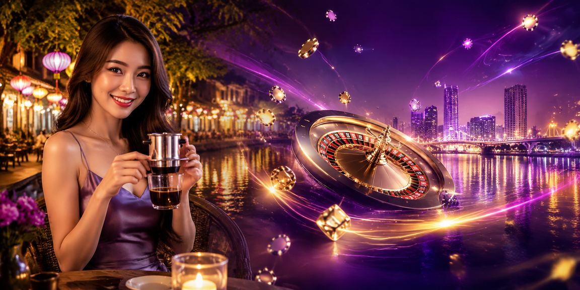 Bàn roulette và không khí giải trí casino phong cách Hội An về đêm